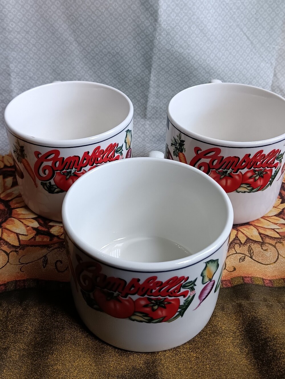 1997 Campbells Soup Mug Set of 3, Gibson Vintage 90s Kitchen, Fall Cup Bowl